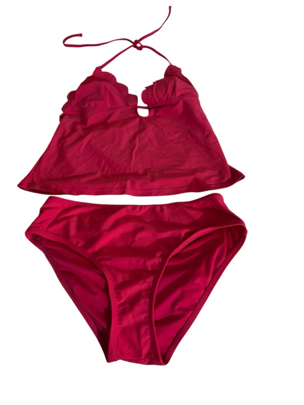 Cupshe Bright Fuchsia Halter Tankini Set